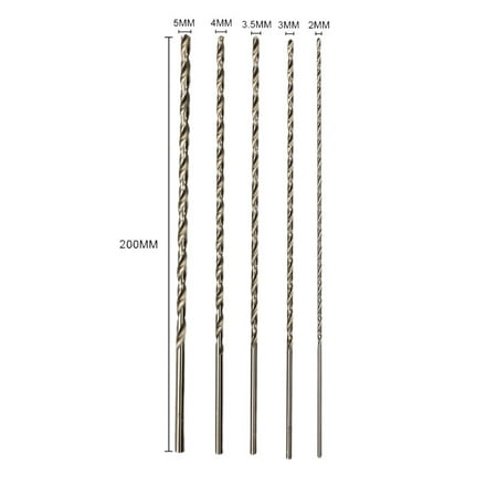 

Leke 5pcs 2/3/3.5/4/5mm HSS 200mm Extra Long HSS Drill Bits Set Tool Metal Drilling