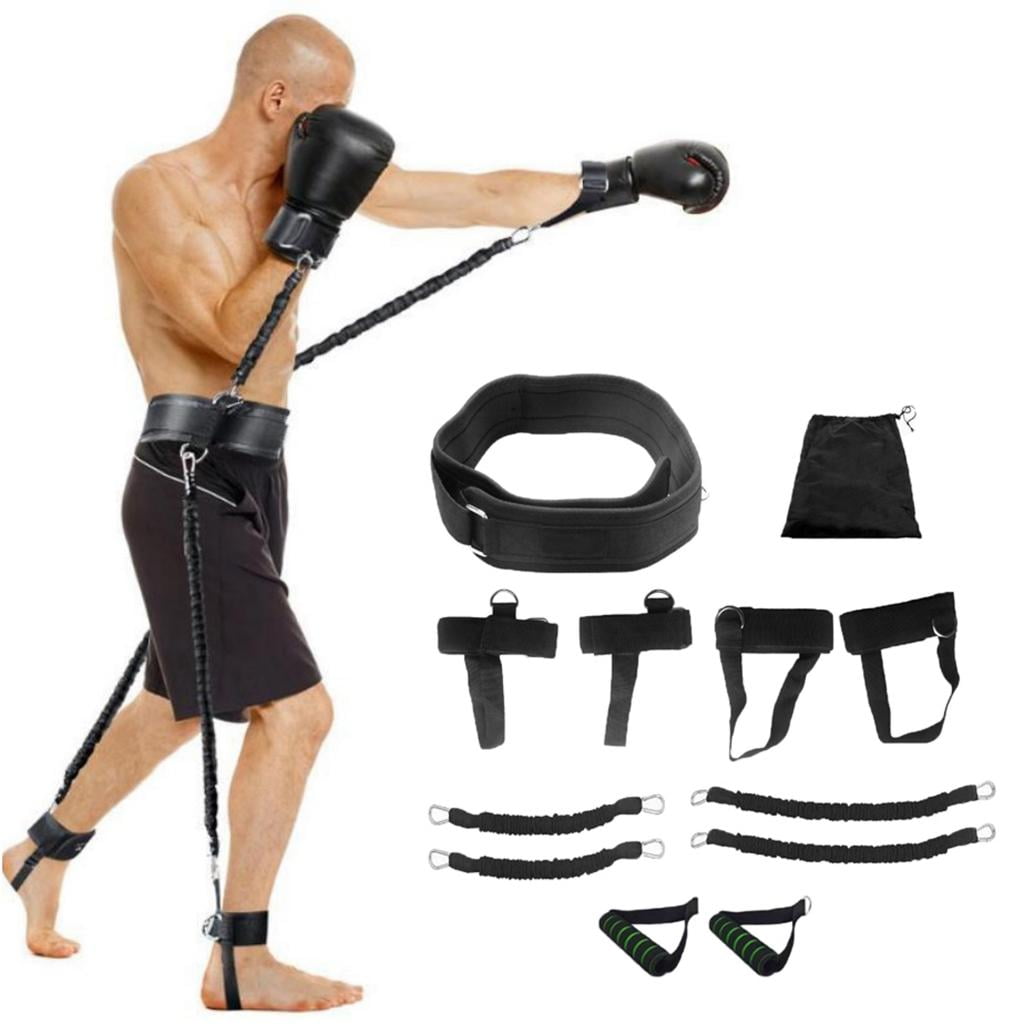 12PCS Resistance Bands Stretching Strap Set, 4 Resistance Bands, Adjustable Waist Belt, /Wrist , Door Anchor Handles with , Black, 30lbs
