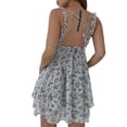 thumbnail image 6 of Yunliwuli Women Summer Casual Dress Floral Print V-Neck Frills Sleeveless Mini Dress Fashion Tie-Up Backless Party Cami Dress, 6 of 8
