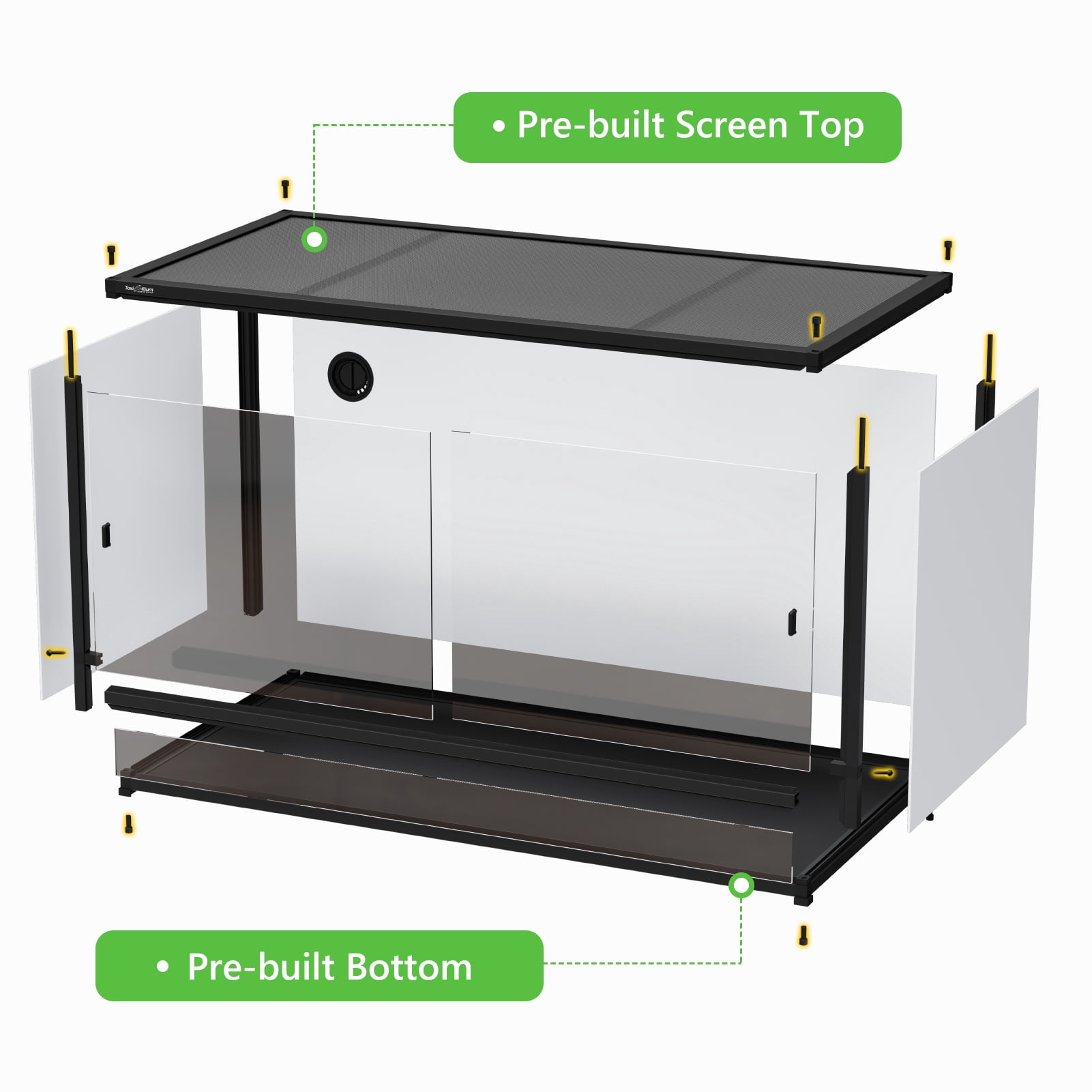 Toxirium 48x24x24 inch PVC Reptile Enclosure, 120 Gallon Habitat with Sliding Glass Doors for Bearded Dragons, Lizards and Snakes