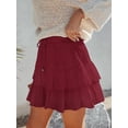 thumbnail image 2 of Pantalones cortos Aoudery Flowy para mujer, estilo bohemio, con volantes escalonados, rojos, 2 of 6
