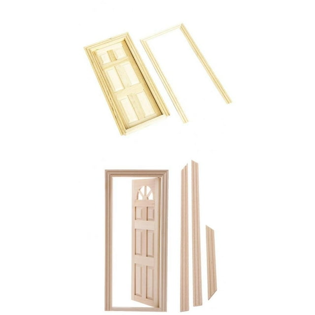 Puerta de Miniaturas de , Miniaturas de Puerta de Madera, Puerta de madera externa, de 6 paneles Puerta de madera, Decoración