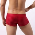 thumbnail image 3 of Aayomet Mens Boxers Mens Lava Stripe Bikini Underpants Pouch Enhancing Low Waist Mesh Underwear,Red XXL, 3 of 4