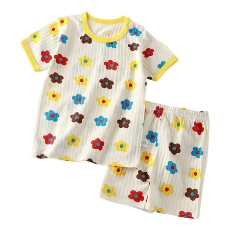 

KDFJPTH Outfits for Toddlers Summer New Children S Cute Cartoon Pattern Short Sleeved T Shirt + Shorts Casual Two Piece Clothes Sets