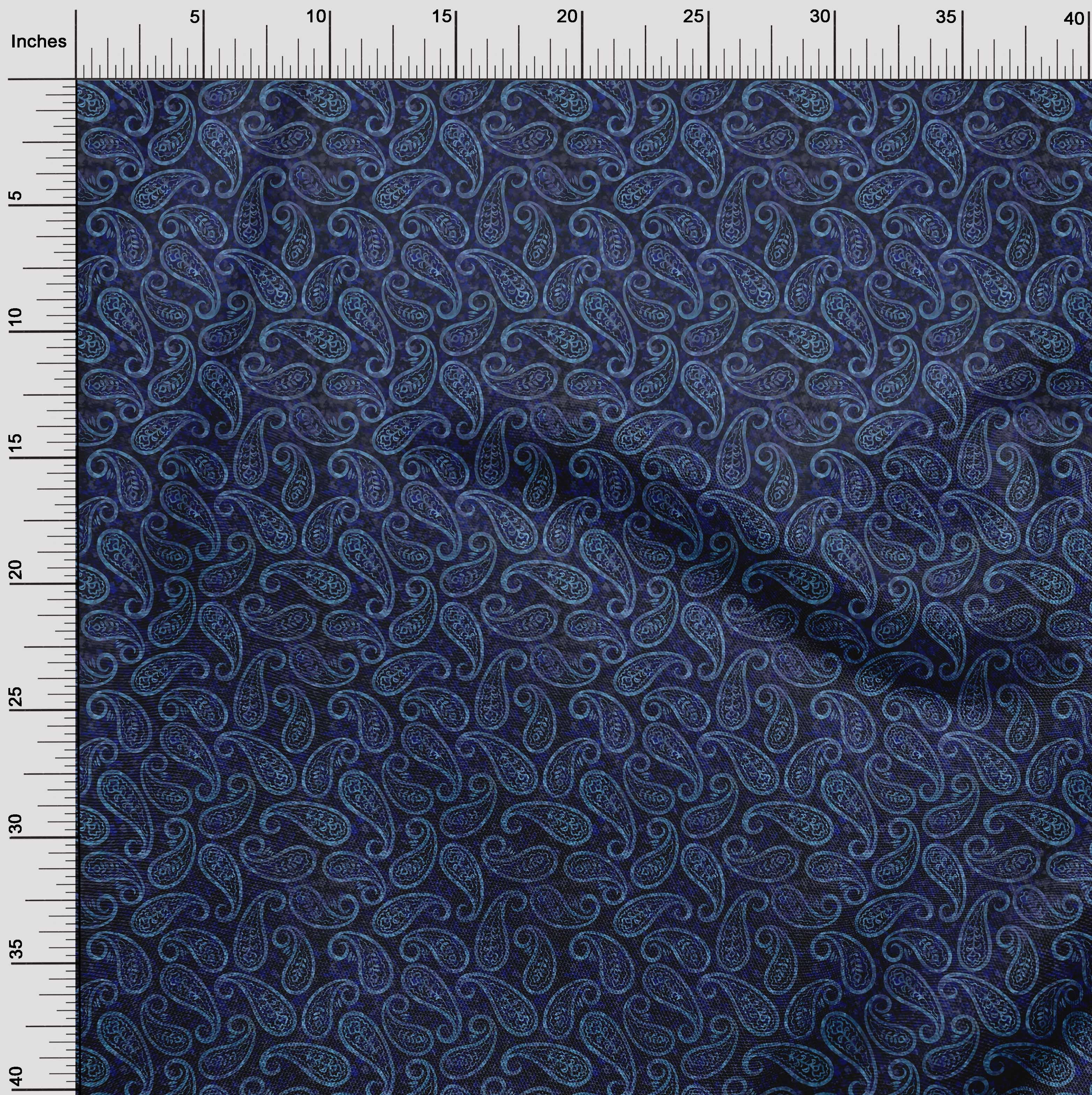 oneOone Cotton Poplin Blue Fabric Paisleys Quilting Supplies Print Sewing Fabric By The Yard 56 Inch Wide
