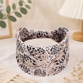 thumbnail image 2 of Lumistal Wide Headbands for Women Leopard Print Stretchy Absorbed Sport Headband Turban Head Sport Workout Non Slip Soft Twist Headbands for Daily Life Yoga Workout Khaki One Size, 2 of 6