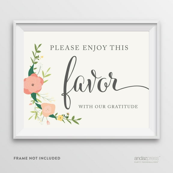 Please Enjoy Favor With Our Gratitude Floral Roses Wedding Party Signs