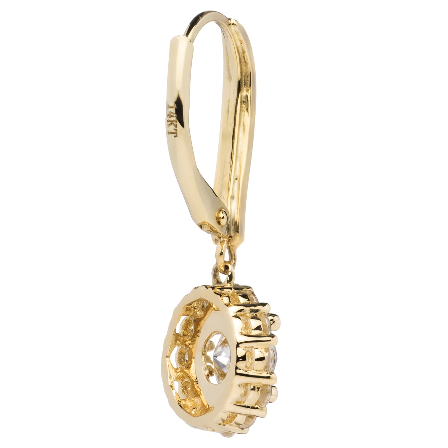 14K or Jaune Love Knot Dangle Leverback Boucles D/'oreilles