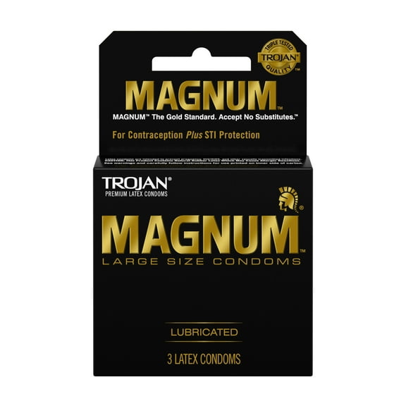 MAGNUM Large Size Premium Lubricated Condoms, 3 Count