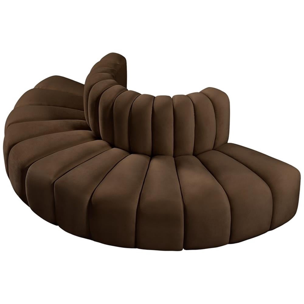 Meridian Furniture Arc Brown Velvet Modular Sectional