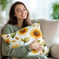 thumbnail image 3 of Decorative Throw Pillow Covers 20x20 Inch Set of 2 Watercolor Sunflower Home Decor Pillow Cases for Couch, Flowers Leaf Cushion Case for Living Room Bedroom Bed Car Chair, 3 of 9