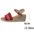 thumbnail image 5 of Sandals for Women 2026 Wedge Platform Espadrilles Trendy Braided Band Peep Toe Canvas Summer Beach Shoes Red Size 8, 5 of 8