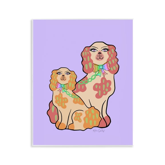Stupell Industries Funky Dogs on Purple Animals Painting Unframed Art Print Wall Art, 11 x 14