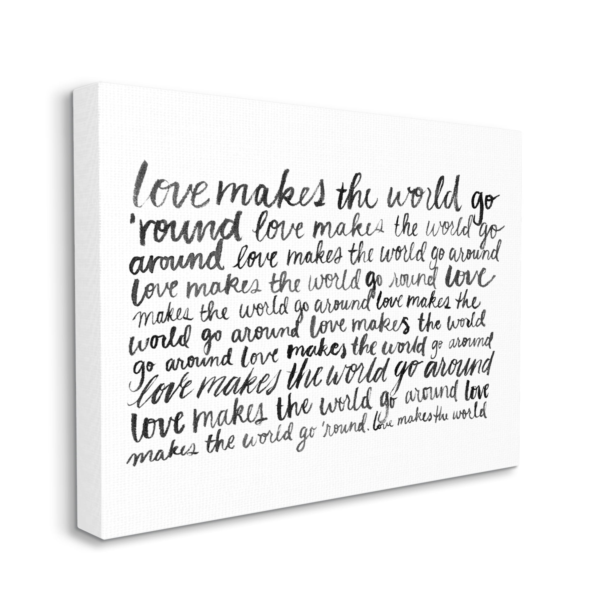 Stupell Industries Casual Cursive Love Phrase Repeating Calligraphy Words Graphic Art Gallery Wrapped Canvas Print Wall Art, Design by Grace Popp