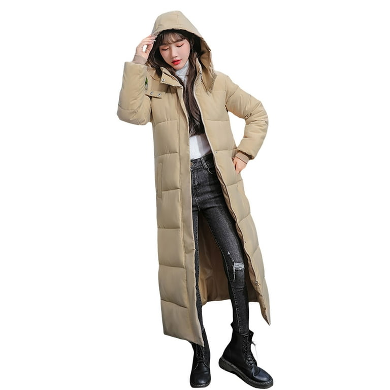 Women Long Winter Coats Hooded Full Length Thickened Down Coats