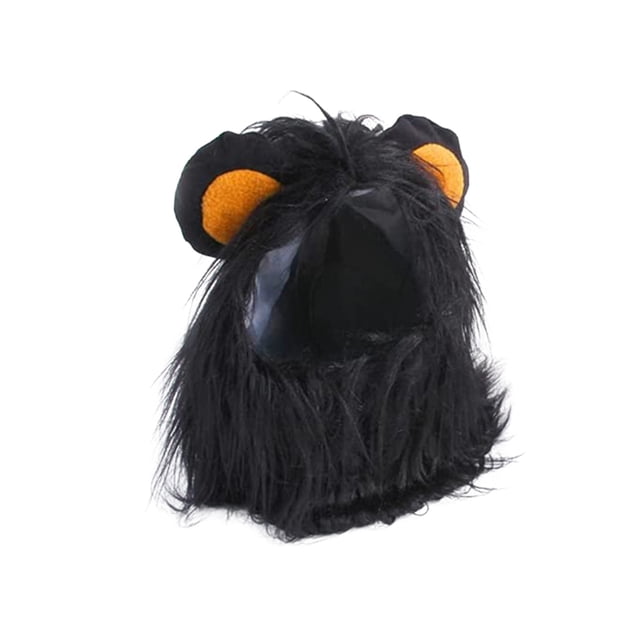 Peluca negra para mascotas, disfraz de perro o gato, peluca sintética para Halloween