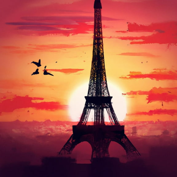 Eiffel Tower at Sunrise I - 12" x 12" Art Print