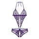 thumbnail image 1 of Gibobby Tangas de mujer sexy encaje Día de San Valentín Body de lencería con escote en V profundo para mujer Halter(Morado, G), 1 of 2