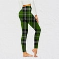 thumbnail image 2 of Kvture Women Stretch Yoga Leggings Plaid Print Running Gym Workout Leggings Elastic High Waisted Slim Fit Tights Buttery Soft Lightweight Legging Green XL, 2 of 7