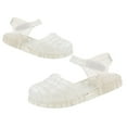 thumbnail image 5 of Xfvqtps Girls Jelly Sandals Closed Toe Cross Straps Hollow out Sequin Solid Color Hook and Loop Durable Non Slip Washable Lightweight Summer PVC Water Shoes for 2-6 Years White, 5 of 9