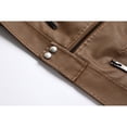 thumbnail image 5 of Men's Solid Color Stand Collar Leather Jacket, Single Piece, Stylish and Durable, Perfect for Casual Wear, All Seasons, 5 of 9