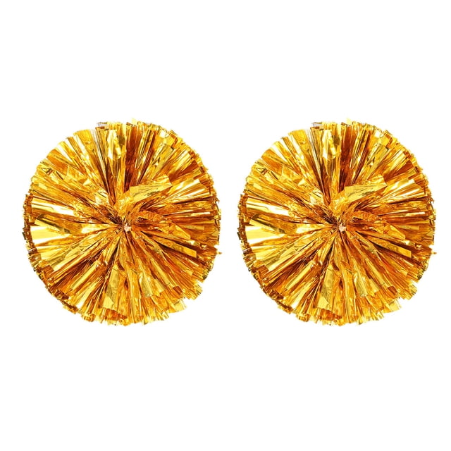2 pompones de animadora metálicos holográficos con anilla para el mango, ideales para fiestas, entrenamientos de baile y fiestas de equipo deportivo.