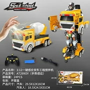 YARMOSHI Transforming Construction Truck Robot Plays Music Drifts Dances Smartwatch Remote Gesture Sensing - Yellow