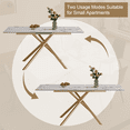 thumbnail image 2 of 59-inch Modern rectangle Expandable Dining Table with Retractable Leaf, Sintered Stone Top & Golden Carbon Steel X-Base, Sturdy 4-6 Person Table for Small Apartments, Kitchen, Dining Room, 2 of 10