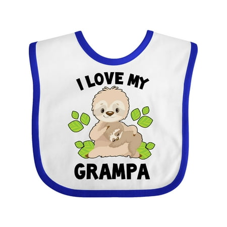 

Inktastic Cute Sloth I Love My Grampa with Green Leaves Gift Baby Boy or Baby Girl Bib