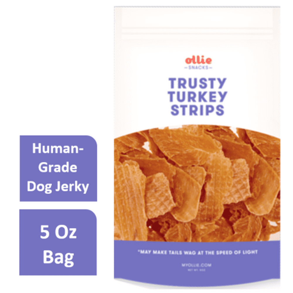 Ollie Pets Grain Free Trusty Turkey Strips Jerky Dog Treat, 5 Oz