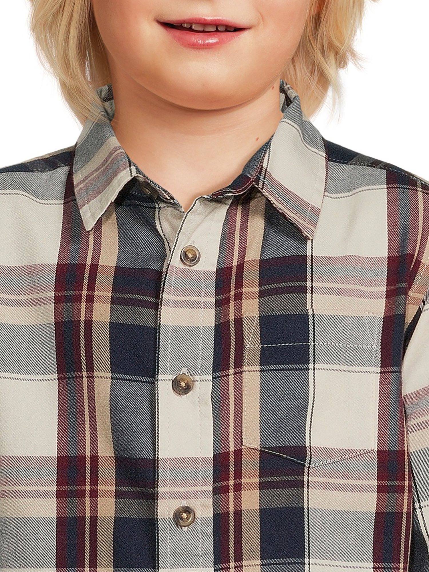 Wrangler Boys Long Sleeve Button-Up Twill Shirt, Sizes 4-18 & Husky - image 3 of 5