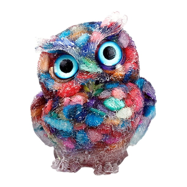 Xihbxyly Figura de Búho de Cristal, Diseño de Resina Tallada a Mano, Adorno de Escritorio Colorido, Símbolo de Sabiduría para La Decoración Del Hogar, Estante de Oficina, Regalo Ideal para Amantes de