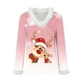 thumbnail image 4 of Rotm Christmas Womens Tops Fall T Shirts Christmas Snowflake Graphic Tee Tops Long Sleeve V Neck Plush Trim Pullover(Pink,L), 4 of 5