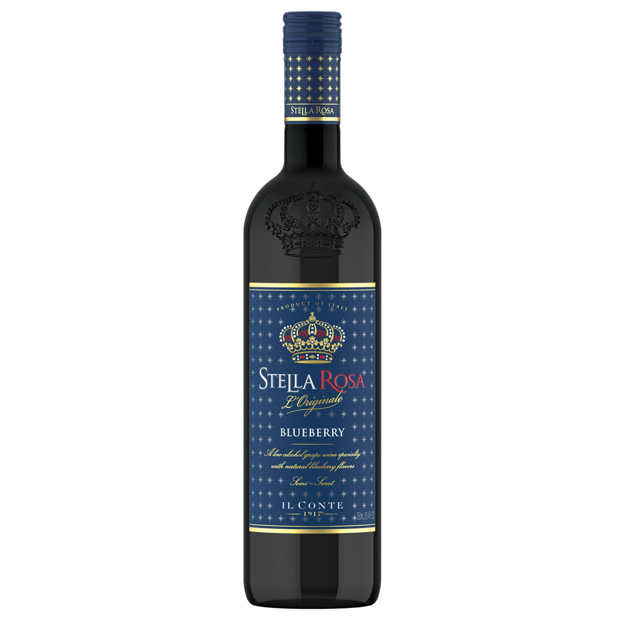 Stella Rosa Blueberry Red Wine 750ml Glass Bottle, Semi-Sweet, 5% ABV, Piedmont Italy