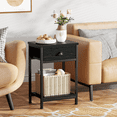 thumbnail image 3 of Satifur Set of 2 Nightstand for Bedroom,3-Tier End Table with Drawer,Black Oak Finish, 3 of 9