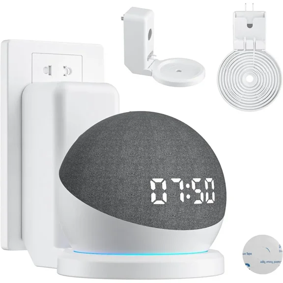 Wall Mount Holder for Echo Dot 5th 4th Generation, Outlet Hanger Stand with Built-in Cable Management,Hide Messy Wires Wall Mount, Space Saving Holder for Echo Dot Kids 5th 4th Gen