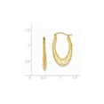 thumbnail image 2 of 14k Yellow Gold Satin Sparkle-Cut Hollow Hoop Earrings - 1.4 Grams - Measures 27x16mm Wide 3mm Thick, 2 of 4