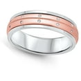 thumbnail image 4 of Rose Gold-Tone Clear CZ Spinner Wedding Ring 925 Sterling Silver Band White Female Size 6, 4 of 4