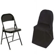 Efavormart Black Linen Polyester Folding Chair Cover Dinning Chair Slipcover For Wedding Party Event Banquet Catering