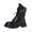 Black, variant on WAVSUF Women's Combat Mid Calf Boots Side Zip Soft Sole Round Toe Winter Warm Platform Boots Black 7.5