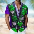 thumbnail image 4 of Men's St. Patrick's T Shirt Short Sleeve Lapel Button Down Printed Shirts Tops Green 6 XXL, 4 of 6