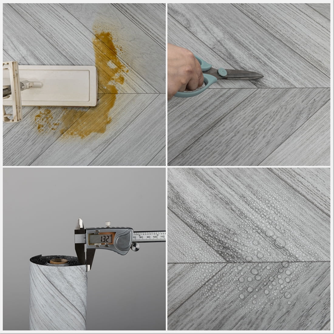 Lxcreat Vinyl Flooring Gray Peel and Stick Roll Thicken 196-in x 23.6-in Thicken Self Adhesive Vinyl Floor Tiles Wood Flooring