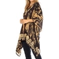 thumbnail image 3 of Sakkas Alizia Lightweight Embroidery Batik Top Tunic Blouse Caftan Cover up Poncho - Black / Cream - One Size Regular, 3 of 5