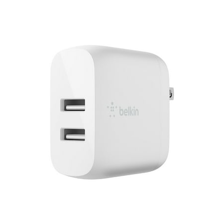 Belkin - 24W Dual Port USB Wall Charger with USB C Cable - Fast Charging for iPhone, Galaxy , Pixel & More - White