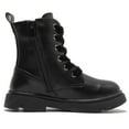 thumbnail image 3 of DADAWEN Boys Girls Ankle Boots Combat Boots Waterproof Boots with Side Zipper Leather Black 11.5 Little Kid, 3 of 7