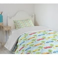 thumbnail image 4 of Ambesonne Cartoon Quilted Bedspread Set 2 Pcs, Checkered Cars with Trees, Twin Size, Multicolor, 4 of 6