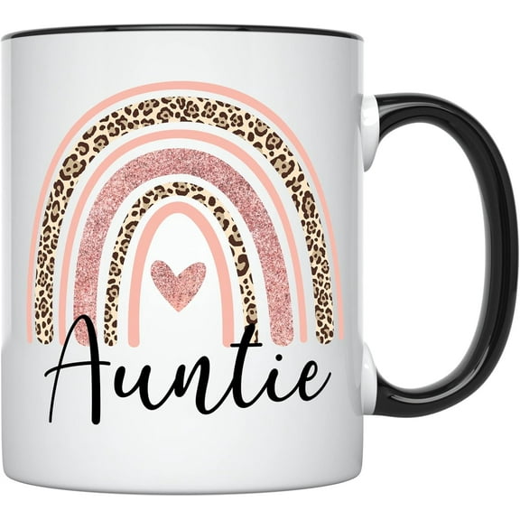 YouNique Designs Auntie Mug, 11 Ounces, Aunt Coffee Mug from Niece and Nephew, Aunt Mug, Auntie Cup, Best Aunt Coffee Mug, Best Aunt Ever Gifts (Black Handle)