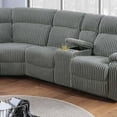 thumbnail image 3 of Elegant Comfortable Manual Motion Sectional w Console Cup Holders Smoke Fur-Like Corduroy Living Room Reclining Couch, 3 of 5