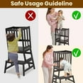 thumbnail image 4 of Kids Kitchen Step Stool Helper Baby and Toddler Multi-Function Step up Nursery Helper Stand with Safety Rail in Natural Bamboo, Strong and Lightweight (Black), 4 of 15