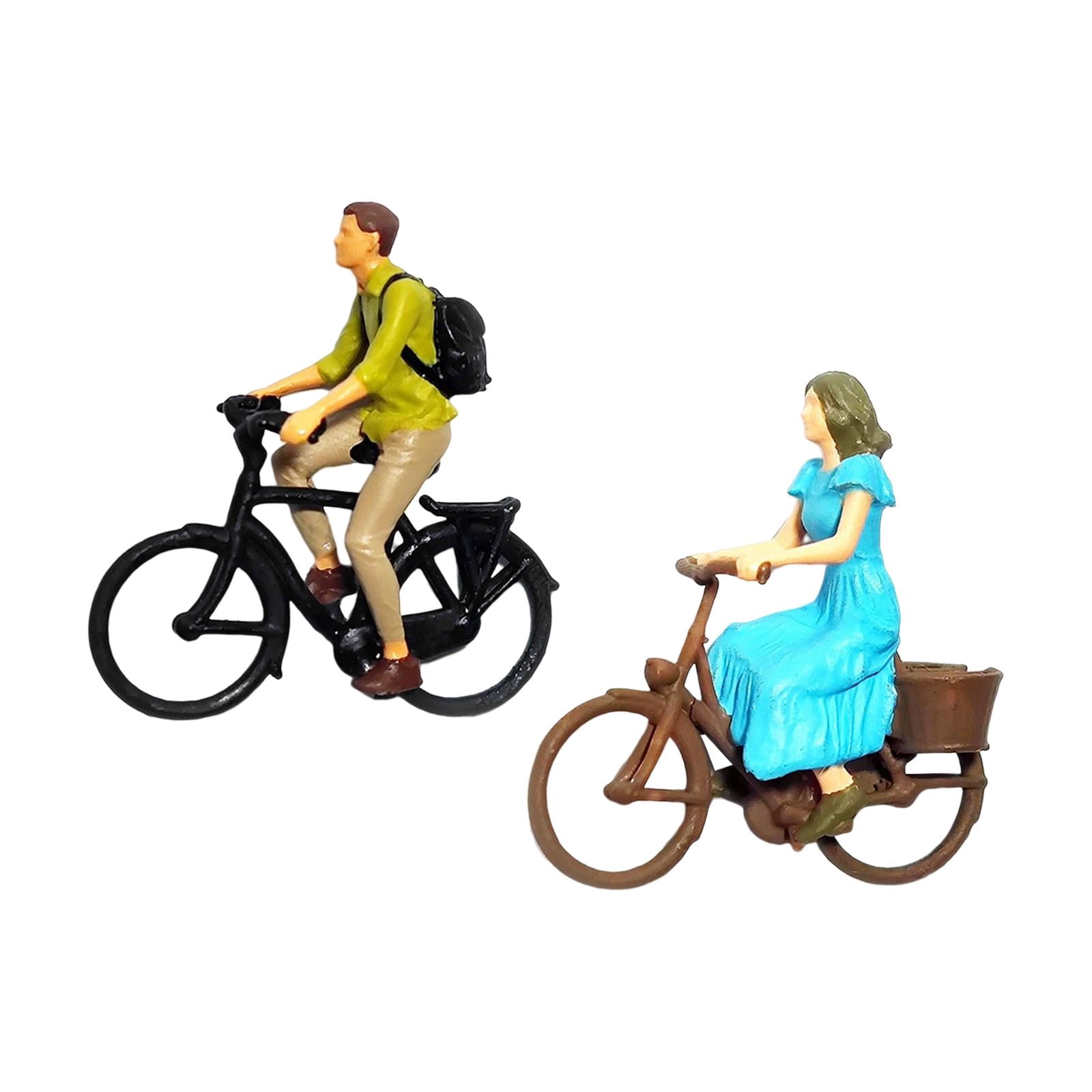 LeeQinersw 1/87 Scale Cyclist Figures Mini People Model Ornament for Dollhouse DIY Projects Boy and Girl